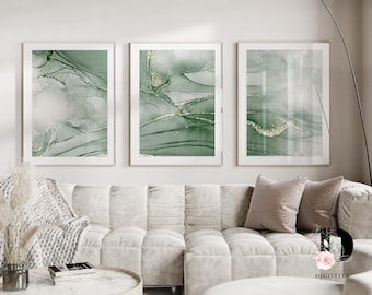 Sage Green Neutral Wall art prints, Abstract printable wall art, Set of 3 prints, marble wall prints, modern bedroom living room wall decor
