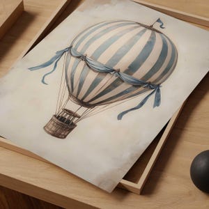 Stampe originali digitali per cameretta dei bambini con mongolfiere vintage, decorazioni murali vintage per cameretta dei bambini, decorazioni per cameretta dei bambini, stampe per cameretta dei neonati, arte stampabile