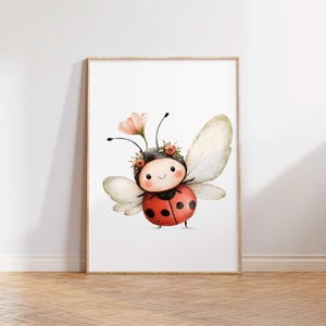 DIGITAL Lady Bug Art Print, Insect Wall Art, Kids Room Decor, Nature Wall Art, Bug Illustration, Colorful Nursery Wall Art, Printable art