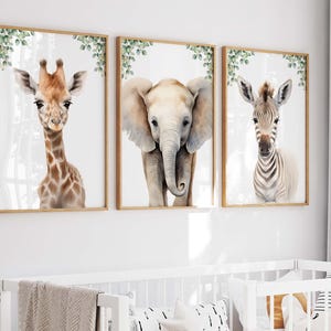 Set of 3 Baby Safari animal prints, Safari Nursery decor, Safari nursery prints, Nursery wall art, ORIGINAL art, kids room decor, baby room