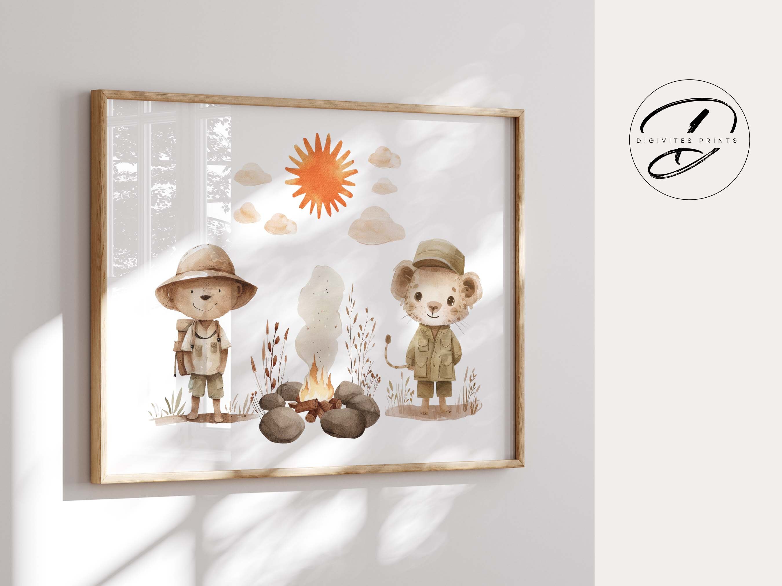 Set Di 3 Stampe Da Parete Per Cameretta Dei Bambini Con Tema Safari, Stampe Boho Per Camerette, Stampe Con Animali Della Giungla Colorati Per Camerette, Decorazioni Con Zebra, Leone, Elefante, Stampe Per - 5