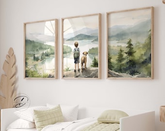 Woodland Nursery Prints, Mountain Forest Decor, Adventure Theme