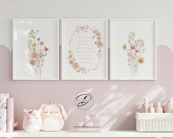 Floral Wildflower Nursery Art Prints, Boho Decor (Digital Download)