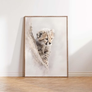 Baby Cheetah Cub Art Print: Safari Nursery Decor (Digital Download)