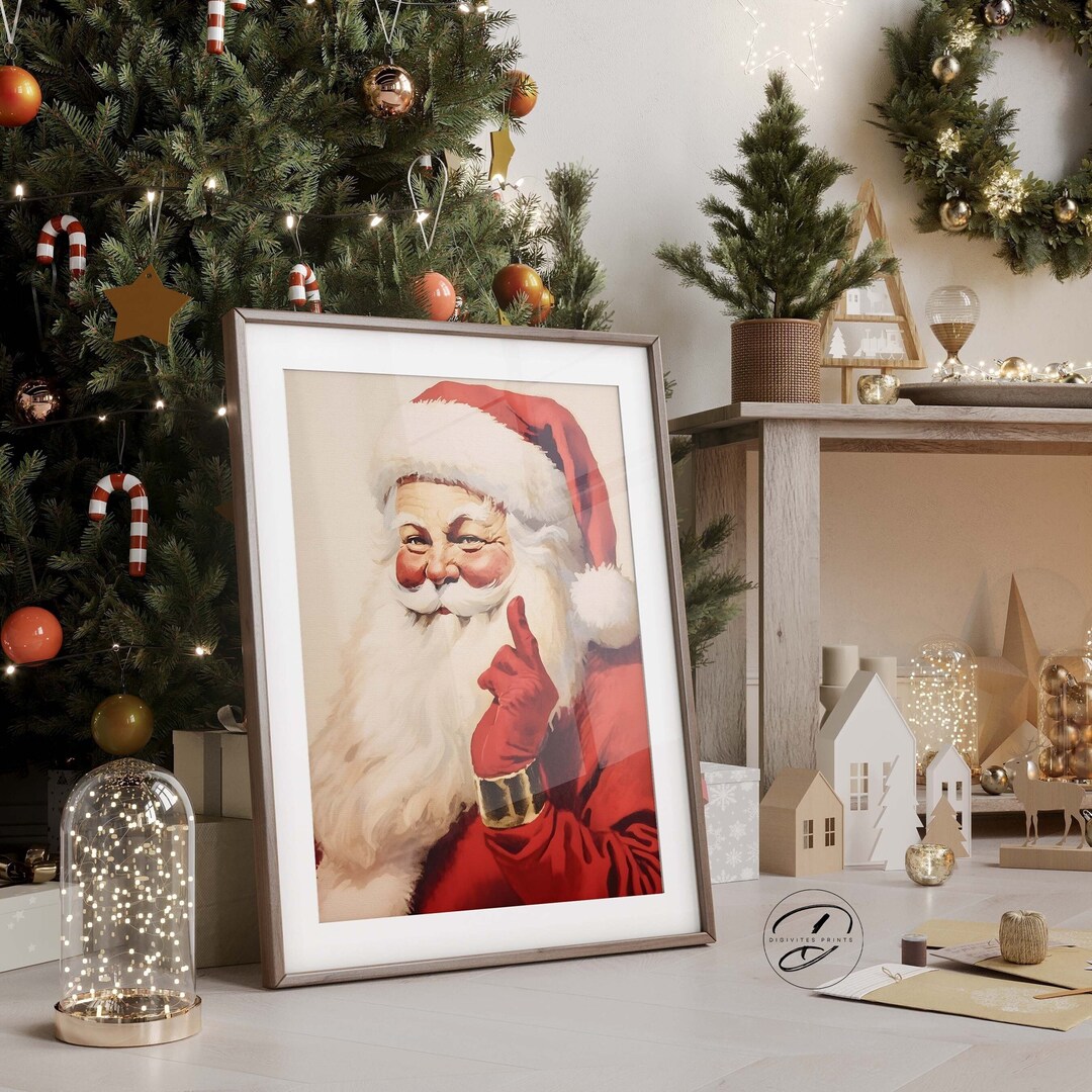 Vintage Christmas Wall Art Print, Santa Clause Print, Funny Christmas