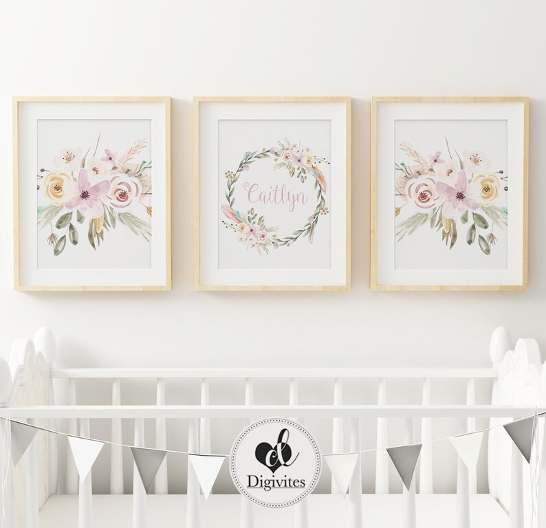 Nursery Wall Art 3 set print. Personalised with your childs Etsy