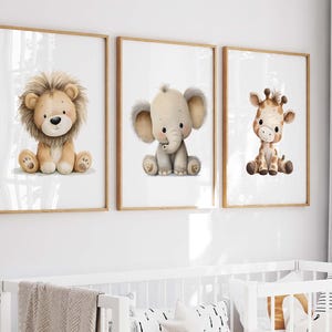 Plush Safari animal prints, Safari Nursery decor, Safari nursery prints, Nursery wall art, Nursery art, kids room decor, Animal prints