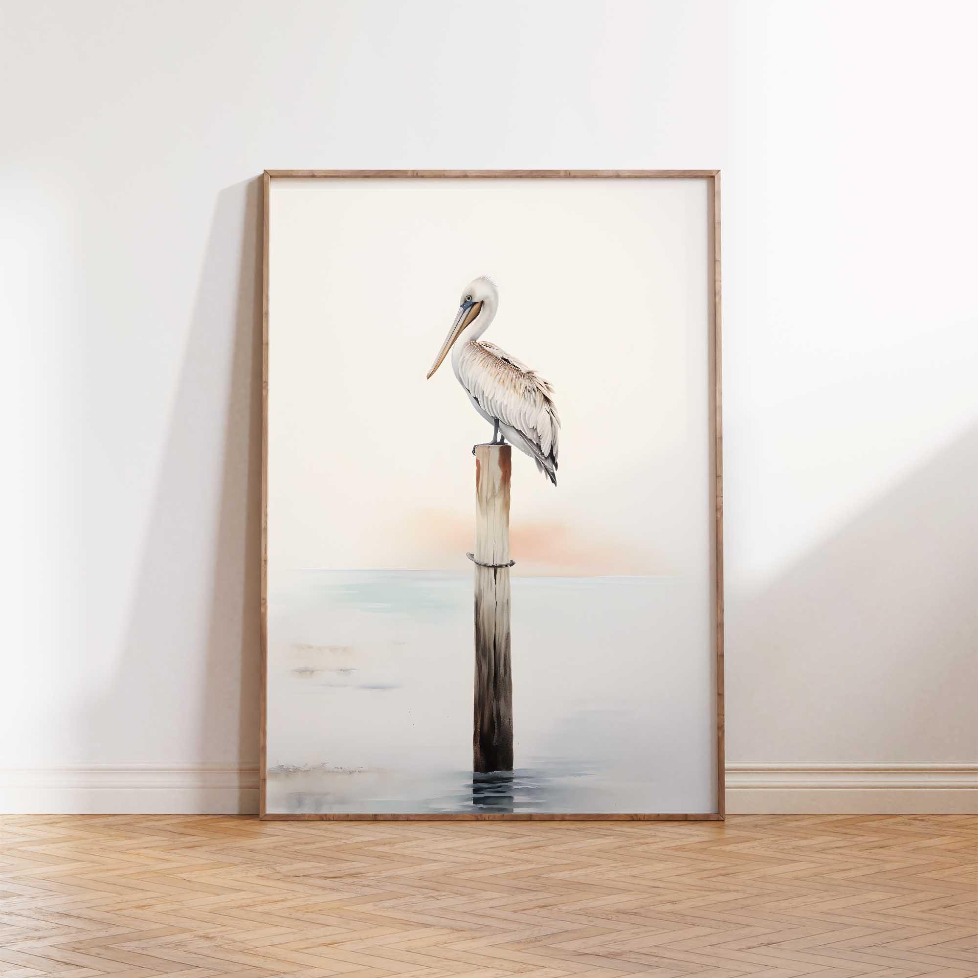 Pelican Coastal Wall Art Print, Digital Seaside Bird Poster, Ocean ...