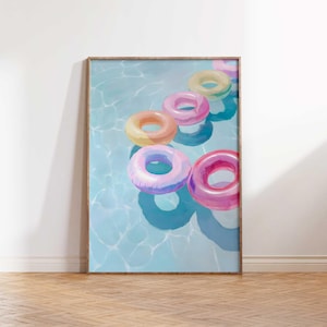 Pastel Pool Float Print: Summer Beach House Decor (Digital Download