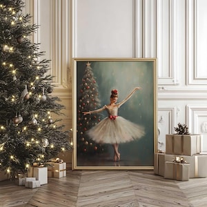 Vintage Christmas Wall art print, Nutcracker Ballet Christmas Print, Balletcore, Holiday wall decor, Christmas Printable, Christmas tree