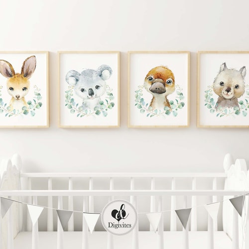 Unisex Nursery Decor. Australian Animal Wall Art. Set of Six Etsy
