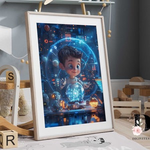 Arte murale in stile animazione per la cameretta dei ragazzi, arte murale a tema robot, decorazioni per la camera dei ragazzi, sala giochi, poster per la sala giochi, arte murale a tema film, decorazioni per la cameretta dei più piccoli.