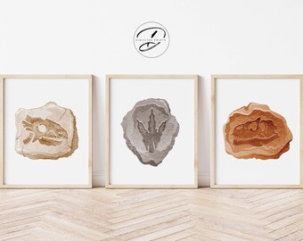 Dinosaur Fossil Prints: Jurassic Wall Art for Kids (Digital Download)