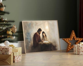 Vintage Nativity Scene Art Print: Christian Christmas Wall Art (Digital Download)