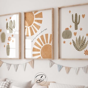 Décoration de chambre d'enfant bohème, impression You are my Sunshine, chambre d'enfant Sunshine, chambre d'enfant du désert, art de la chambre de bébé cactus, impression soleil de chambre d'enfant, art mural chambre de bébé