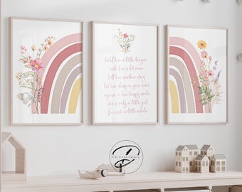 Rainbow Nursery Decor, Girl Wall Art Set (Digital Download)