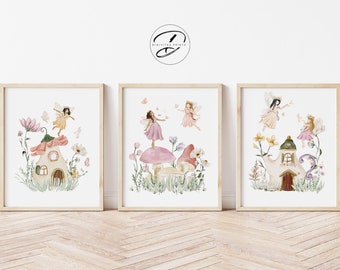 Fairy Garden Nursery Prints, Girls Room Decor (Digital Download)