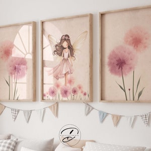Download digital de impressões de fadas, impressões para quarto de meninas encantadas, decoração de fadas, conjunto de 3, impressão de jardim de fadas secreto, arte de parede para meninas, impressão de fadas