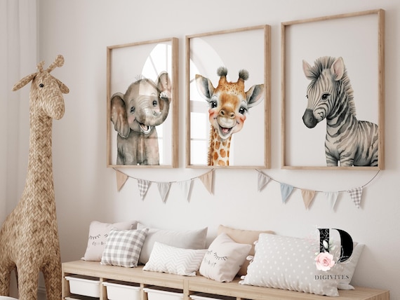 Set Of 3 Baby Animal Canvas Wall Art - 16x20 Inch Gallery Wrap Prints, Nursery Decor, Ready To Hang (Lion, Bear, Bunny) - View #2