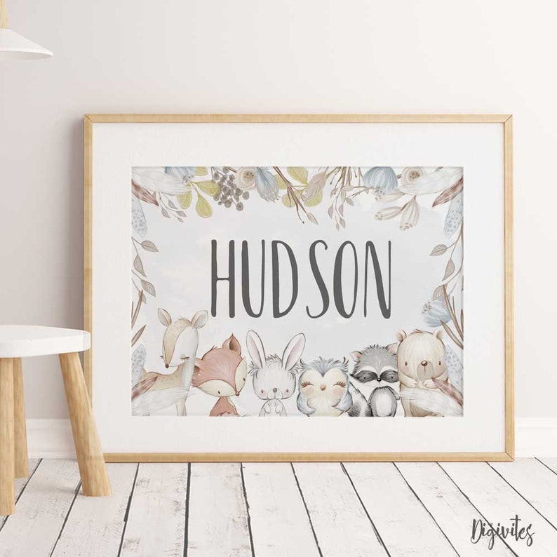 Baby Boy Nursery Decor. Boho Woodland Nursery Wall Art. Etsy