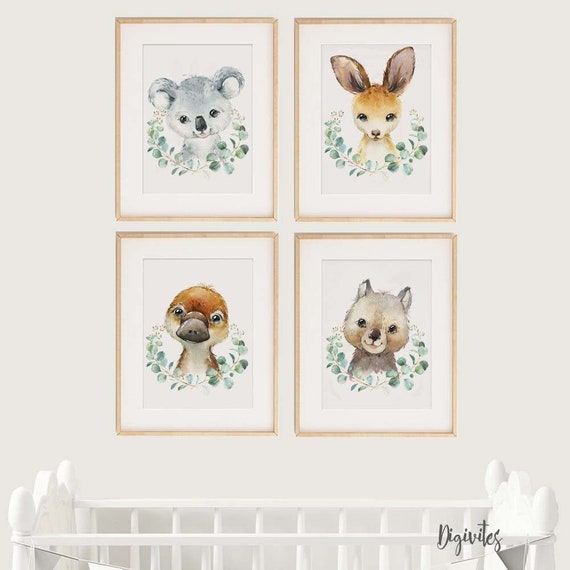Girl Boy Nursery Decor. Australian Animals Nursery Wall Art. Etsy