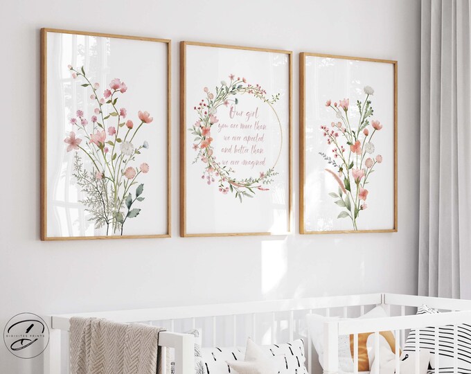 Nursery Decor Girl Nursery Wall Art Nursery Prints Baby Girl Nursery ...