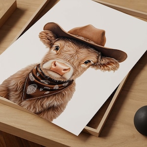 DIGITAL Highland Cow Nursery print, Highland cowboy Nursery decor, Farm Bedroom Nursery wall decor, Highland cow Nursery wall art, Printable
