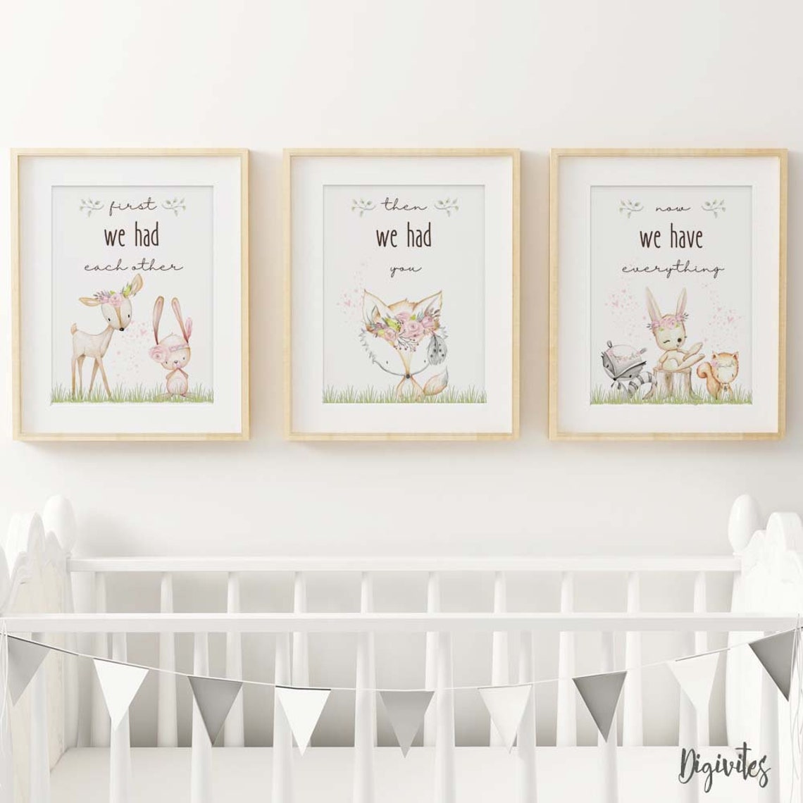 Woodland Nursery Wall Art. Girl Nursery Wall Decor. Nursery Etsy