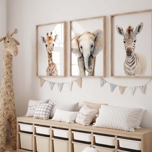 Safari Nursery Prints Set: Watercolor Baby Animals (Digital Download)