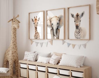 Safari Nursery Prints Set: Watercolor Baby Animals (Digital Download)