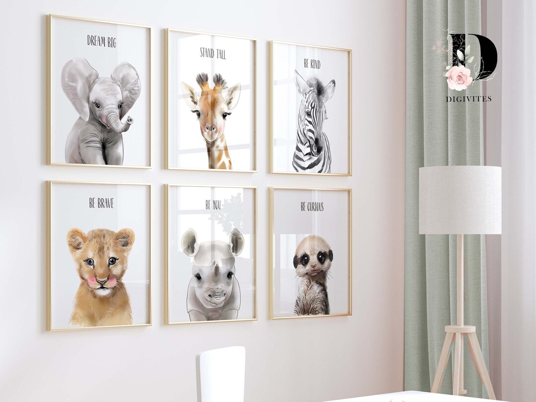 Printable Set of 6 Safari Animal Nursery Wall Art Prints. Safari ...