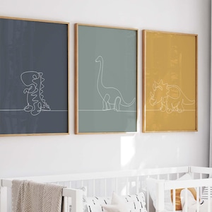 Dinosaur Line art prints, Dinosaur printable, Jurassic dinosaurs, Triceratops Poster, Nursery wall art, Brachiosaurus print, Nursery decor