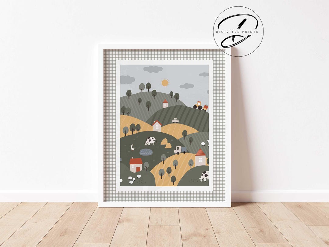 DIGITAL Farm Animal Nursery Wall Art Prints, Farm Nursery Decor, Farm ...