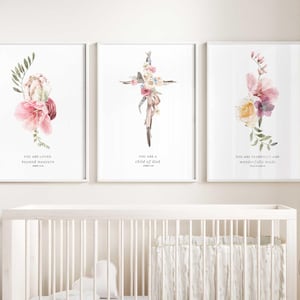 Floral Nursery Bible verse wall art, Christian Nursery decor, Baptism gift, Wildflower Nursery, Girls bedroom decor, Boho nursery wall art