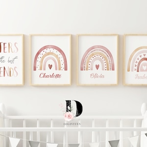 Personalised gift sister print, gifts for her, sisters quote print, Rainbow print, Nursery wall art, girls bedroom decor, playroom art