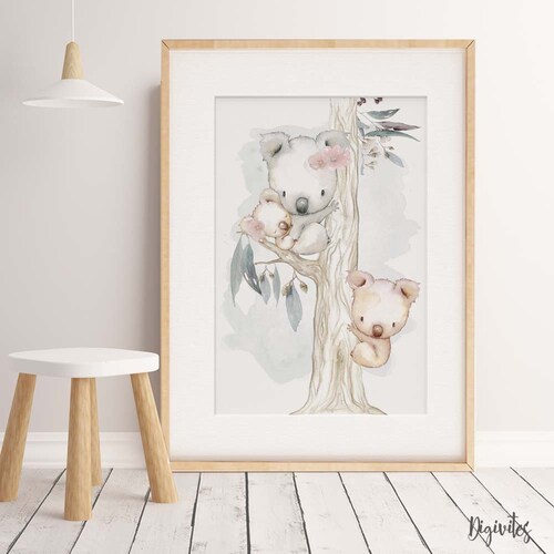 Girl Boy Nursery Decor Koala Nursery Wall Art Little Girls Etsy Australia