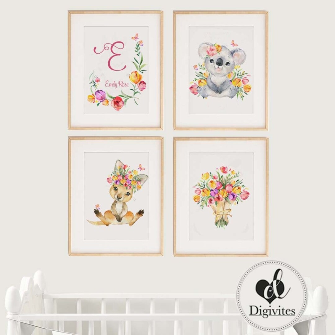 Girl Nursery Decor. Australian Animals Nursery Wall Art. Set Etsy