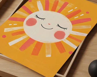 Happy Sunshine Nursery Print, Cheery Kids Room Decor (Digital Download)