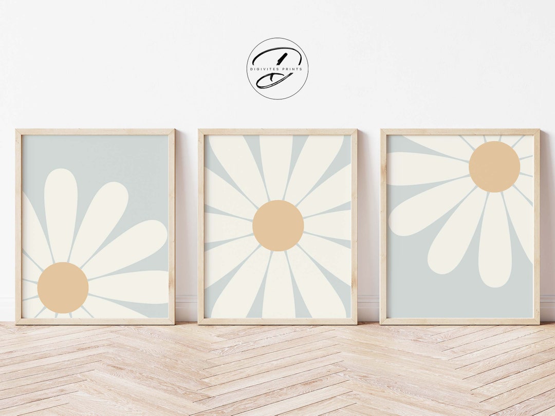 Daisy Nursery Print Set, Boho Floral Wall Art (digital Download) - Etsy