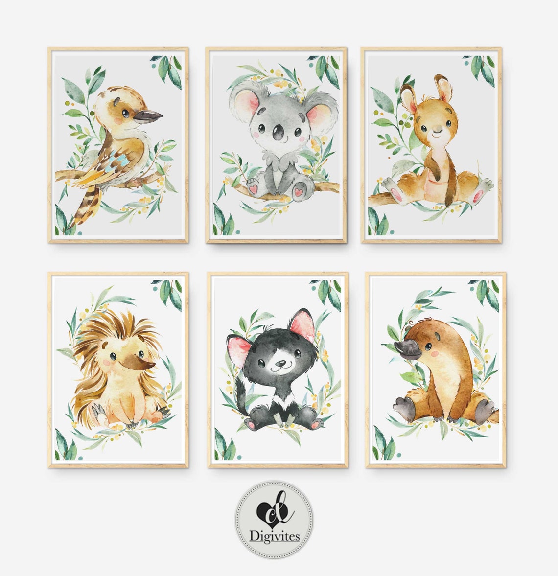 Printable Australian Animal Wall Art Set of Six Unisex Etsy