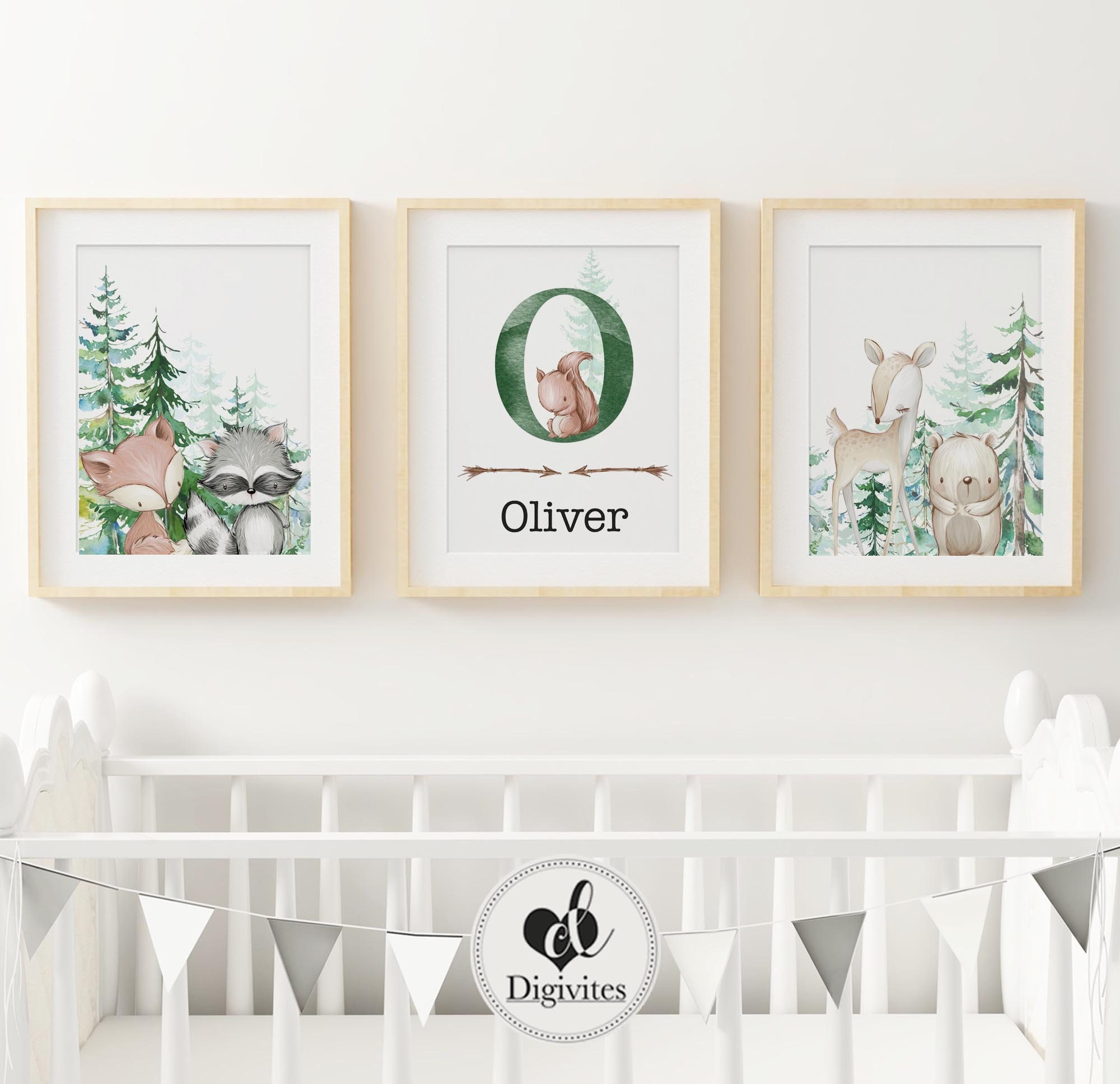 Woodland Nursery Wall Art. Boy Nursery Wall Decor. Nursery Set Etsy