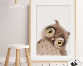 Baby, Girl Boy nursery decor, Woodland Nursery wall art Print, Child's bedroom print, Forest animal owl Wall art, Gender neutral prints