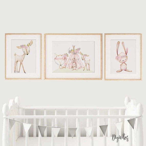 woodland nursery wall decor girl