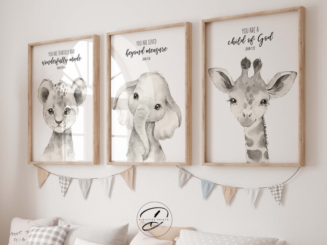 Bible Verse Nursery Wall Art, Christian Nursery Decor, Nursery