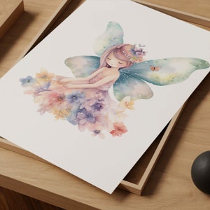 Fairy Garden Print, Kids Fairy Prints, Nursery Wall Art, Nursery Fairy Theme Decor, Girls Fairy Wall Art, nursery decor girl, floral art
