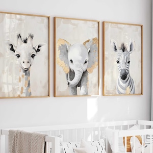 Set of 3 Safari Nursery wall art prints, Safari nursery decor, Neutral Nursery art, Printable wall art, Soft Neutral nursery, DIGITAL prints