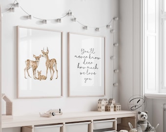 Deer Family Nursery Print: Woodland Animal Art (Digital Download)