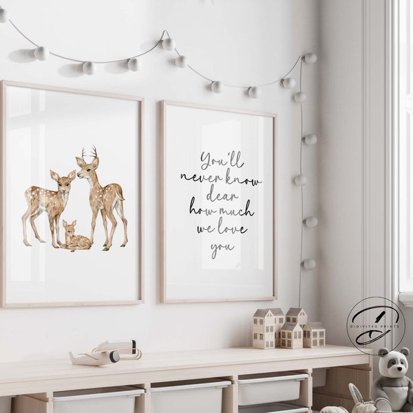 Deer Nursery Decor, Gender Neutral Nursery, Woodland Nursery, baby Animal Prints, Forest Animal Prints, Deer Nursery Prints, Nature Nursery