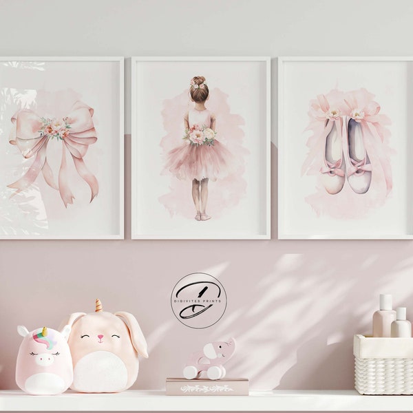 Ballerina Nursery Wall art, Girls bedroom decor, Ballet decor, Printable Girls wall art, Ballerina nursery decor, Little girls room wall art