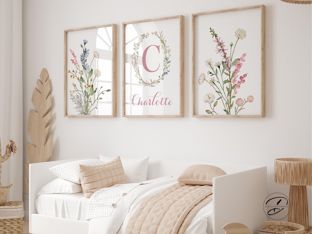 Custom Wildflowers Nursery Decor, Boho Nursery, Floral Nursery Prints ...